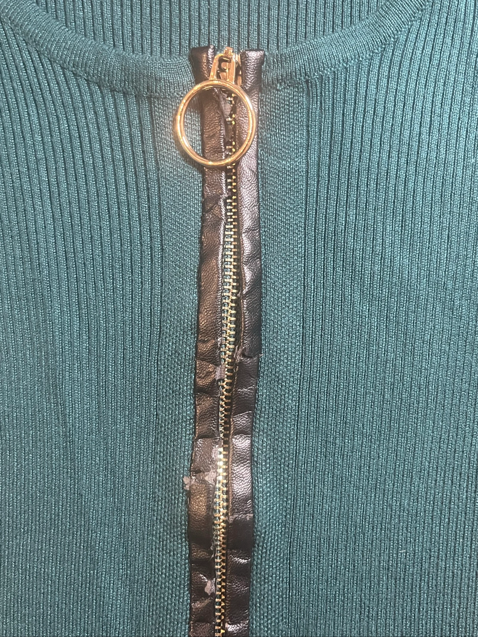 Vestido de punto ajustado con cremallera color verde pato - LU NYC - talla S - muy buen estado – photo 3